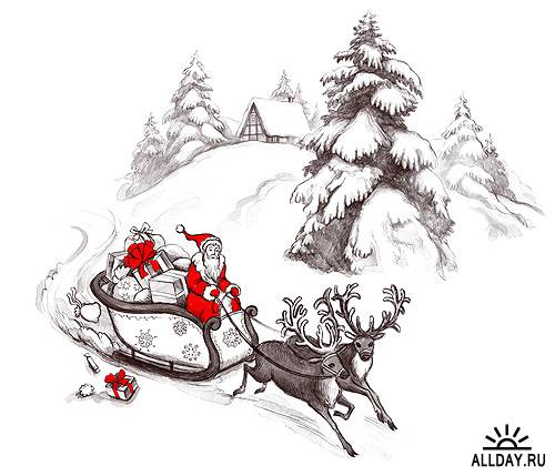 Зимние рождественские иллюстрации