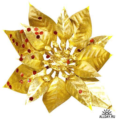 Золото Рождества - золотой рождественский декор на прозрачном фоне