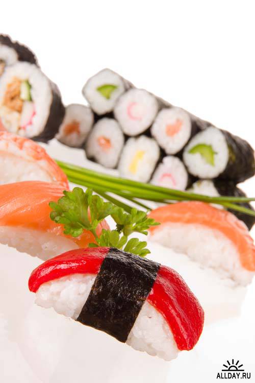 Pieces of sushi background