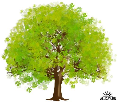 Tree and trees in different seasons | Дерево и деревья в разное время года - Набор элементов для коллажей