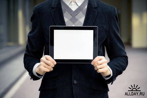 Клипарт - планшет для деловых людей. Business News On Tablet PC