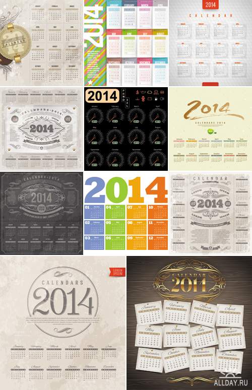 Calendar 2014 Year Vector Pack | Календарь 2014 года