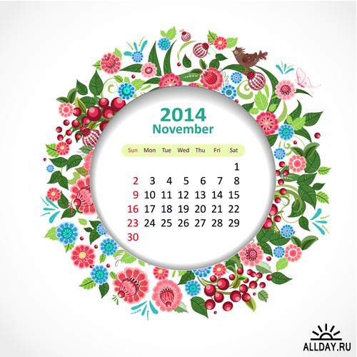 Календарные сетки 2014 #9 - Векторный клипарт