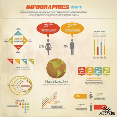 Retro infographics design elements