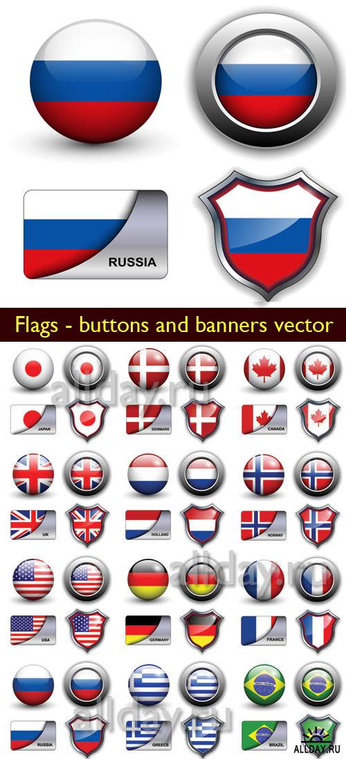 Flags - buttons and banners vector