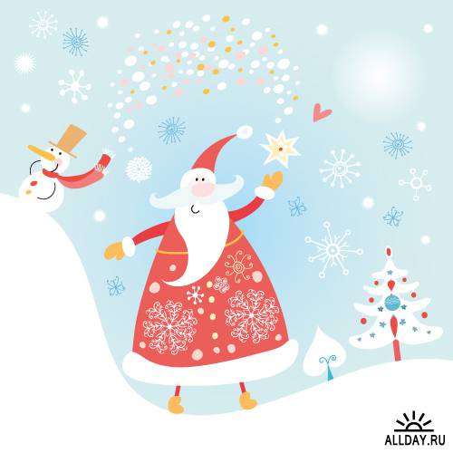 Новогодние и рождественские открытки с Дедом морозом