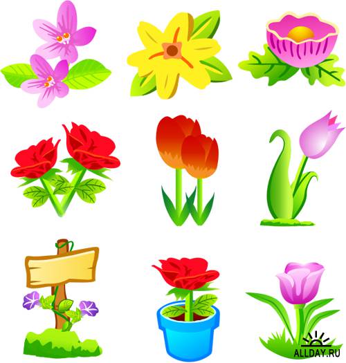 Векторная Графика весенних цветов|Spring flowers vector Graphics