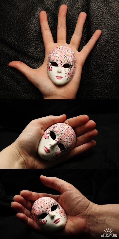 Фотоклипарт - Pink flower mask pack