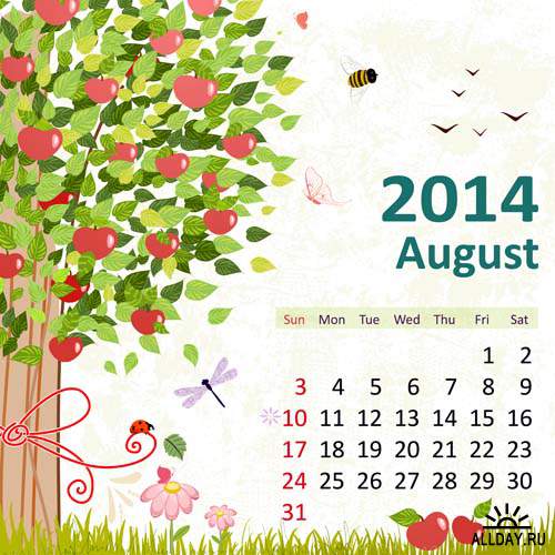 Календарные сетки 2014 #14 - Векторный клипарт