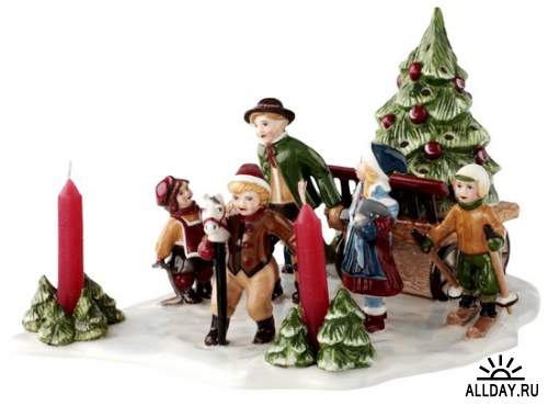 Статуэтки и фигурки - Санта Клаус, ангелы, олени, снеговики на прозрачном фоне