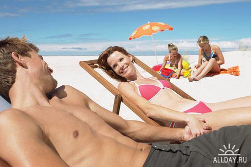 Клипарт на тему: семейный отдых на пляже