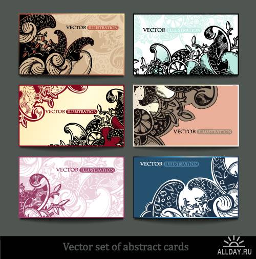 Set of abstract floral cards