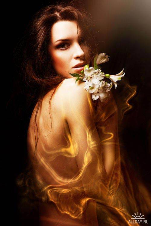 Stock Photo: Beautiful woman with flowers | Красивая девушка с цветами