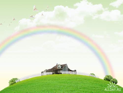 Backgrounds - rainbow and summer landscapes  | Фоны - лето, радуга и пейзажи