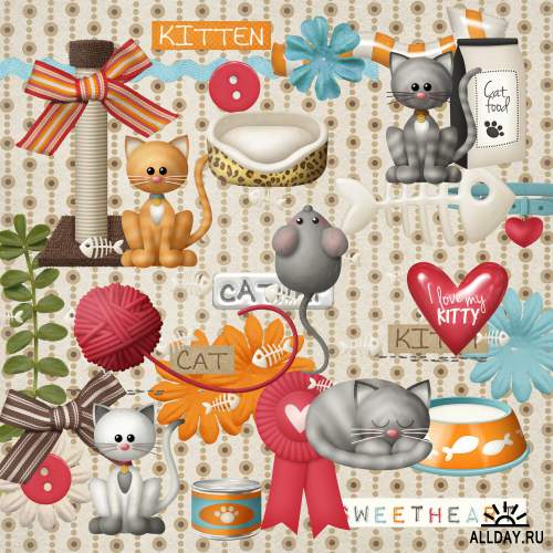 Scrap Set - Kitty Cats PNG and JPG Files