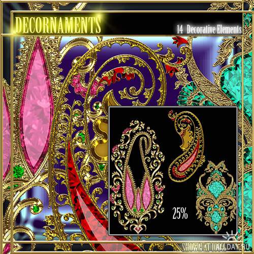 Декоративные золотые элементы на прозрачном фоне | Decor gold elements