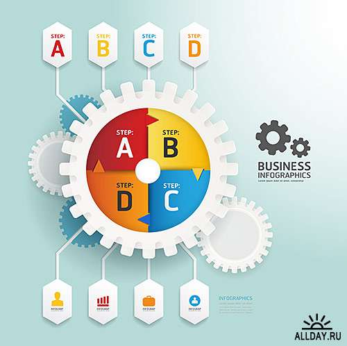 Современный шаблон для бизнеса 13, Инфографика - векторный клипарт