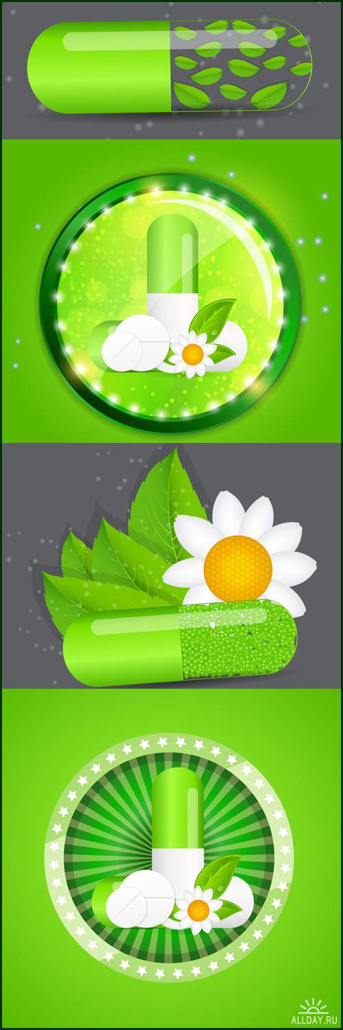 Herbal pill Environment background vector illustration - Vektor photo/ Фон травяных таблеток - векторный клипарт