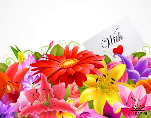 Цветочные натюрморты - Векторный клипарт | Flowers Still-lifes - Stock Vectors
