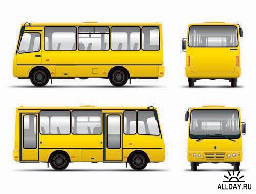 Vector set of buses | Векторная коллекция автобусов