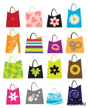 Variety of colorful clip art bag bags