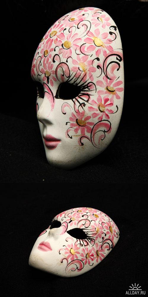 Фотоклипарт - Pink flower mask pack