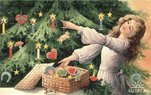 Винтажные рождественские и новогодние открытки ХХ века