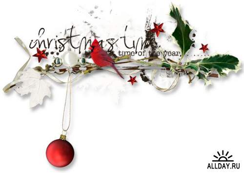 Праздничные кластеры - новогодние и рождественские композиции на прозрачном фоне