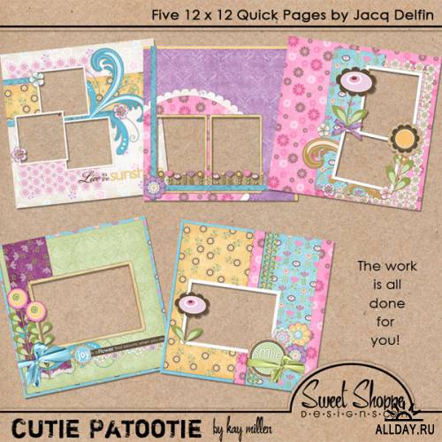 Скрап-набор Cutie Patootie + 5 готовых скрап-страничек