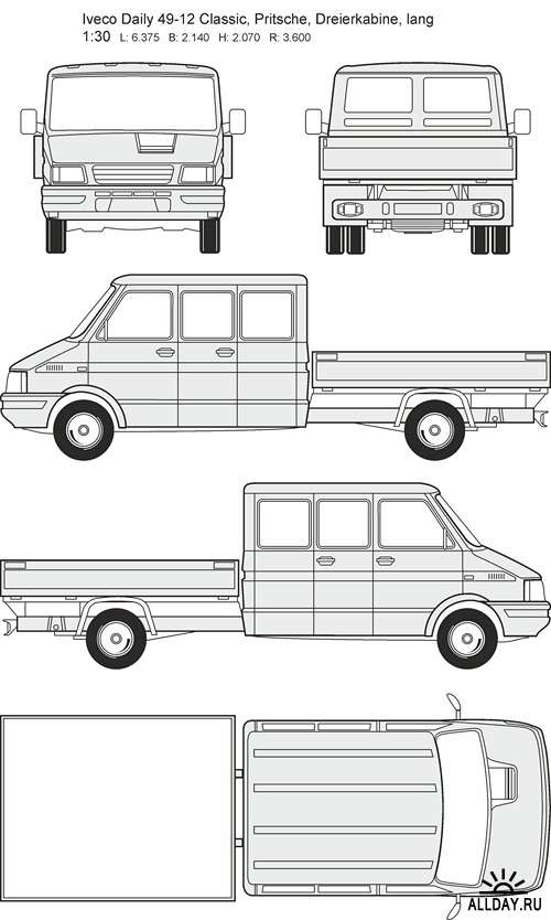 Автомобили Iveco - векторные отрисовки в масштабе