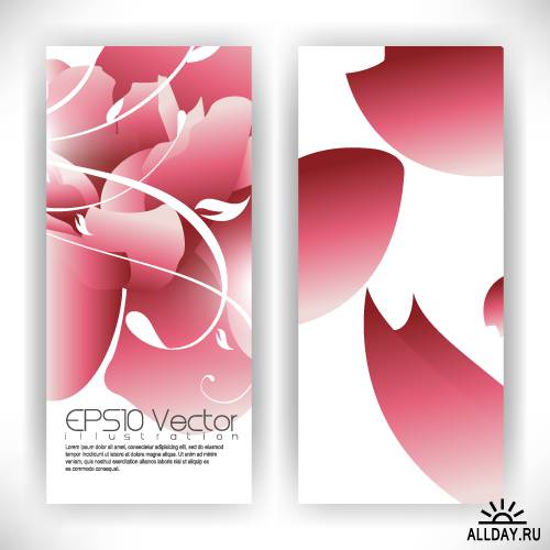 Abstract banners with elegant leaves