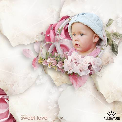 Скрап-набор  Sweet love + 2 QP  (Сладкая любовь)