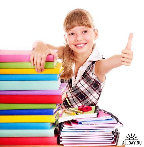 Школьницы с книгами - Растровый клипарт | Schoolgirl with books - UHQ Stock Photo