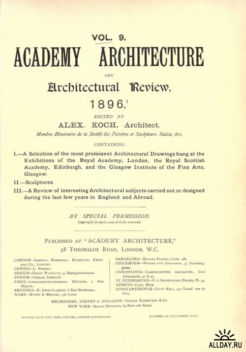 Academy architecture and architectural review. vol. 8-10