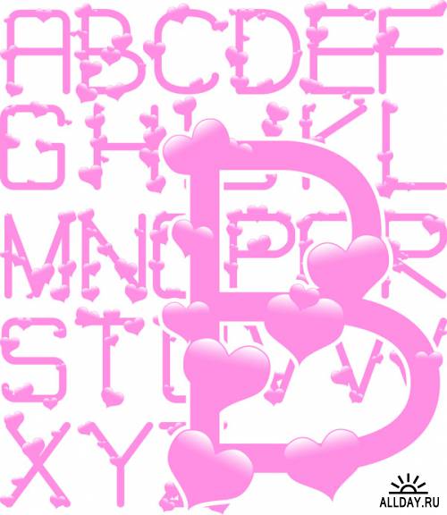 Heart-shaped letters vector