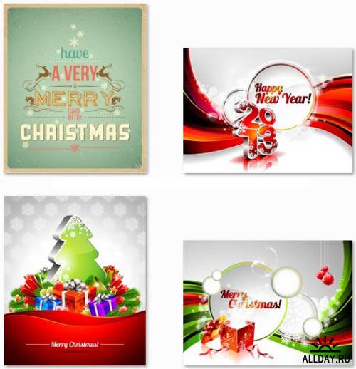 New Year's and Christmas Vector Collection vol.3