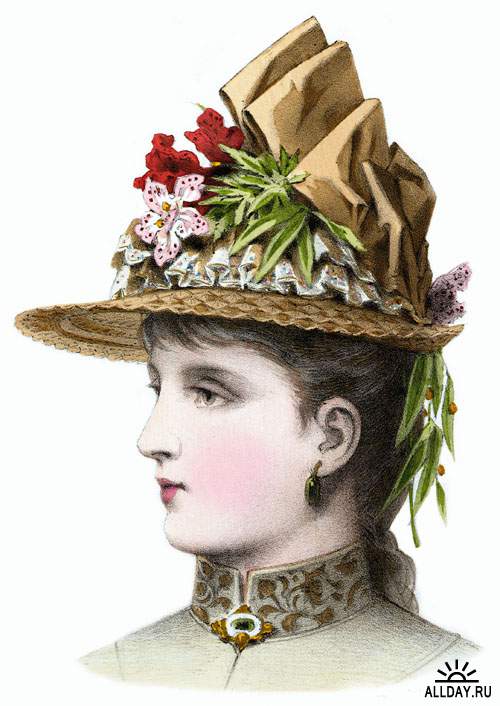 Модели шляп, головных уборов и украшений 1889 года