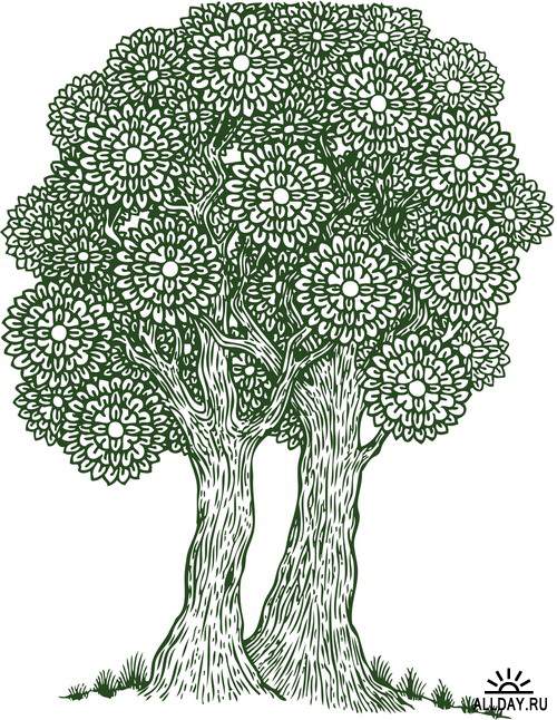 Trees and plants graphics | Деревья и растения - Набор графических элементов дизайна для коллажей