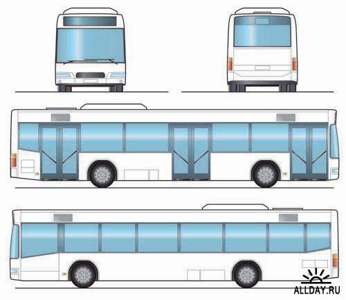 Vector set of buses | Векторная коллекция автобусов