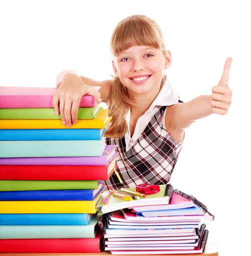 Школьники с учебниками - Растровый клипарт | Schoolchild with books - UHQ Stock Photo