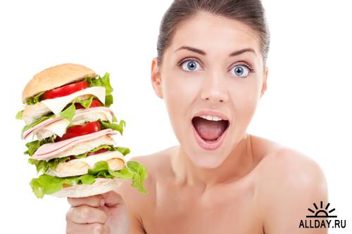 Woman and big sandwich