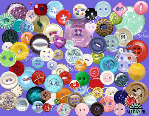 Buttons and buttons | Пуговицы и кнопки - Набор элементов для коллажей и скрапбукинга