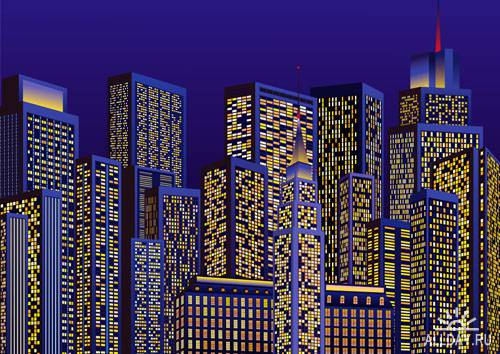 Stock Vector: Night city #5 | Ночной город. Вып.5