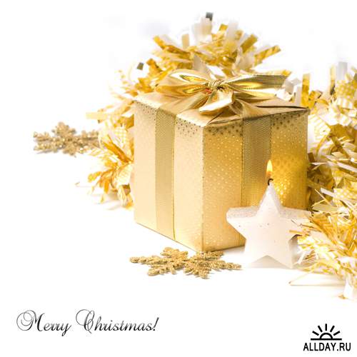 Новогодние украшения на белом фоне - Растровый клипарт | Christmas decorations on white - UHQ Stock Photo