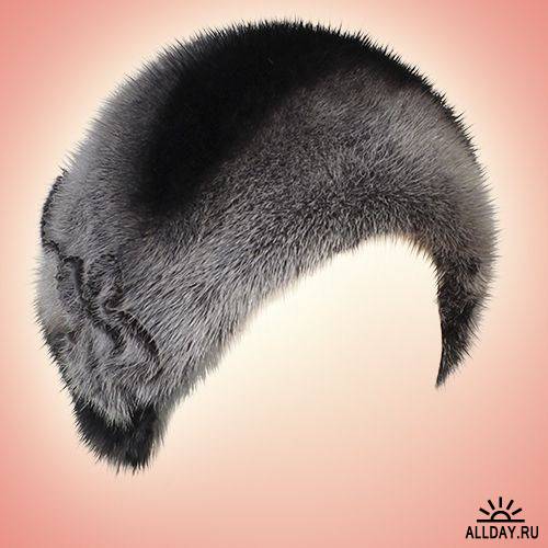 Клипарт на прозрачном фоне  - Женские зимние меховые шапки для фотомонтажа