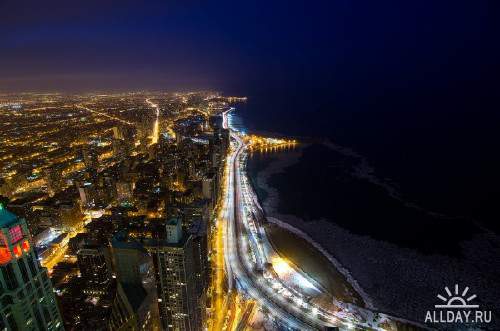 Города во всей красоте ночного освещения на качественных обоях и фотография