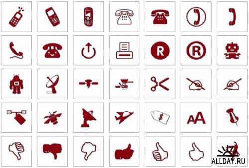 Simple Red Glossy Icons - 14 наборов