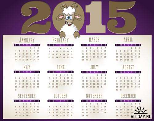 Календарные сетки 2015 #1 - Векторный клипарт