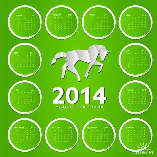 Календарные сетки 2014 #6 - Векторный клипарт