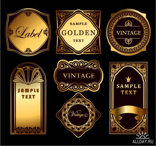 Ornate gold labels